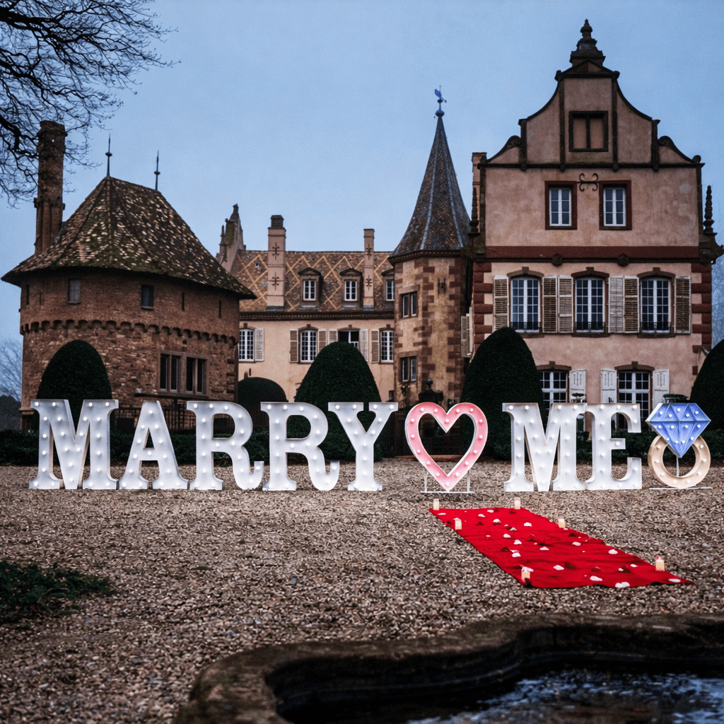 💍 PREMIUM : MARRY ME en lettres géantes de 1m20 à LED avec couleur au choix