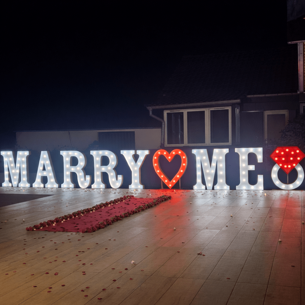 💍 PREMIUM : MARRY ME en lettres géantes de 1m20 à LED avec couleur au choix