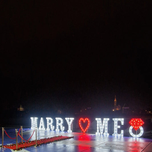 Pack : MARRY ME lettres géantes de 1m20 en LEDs RGB couleurs au choix