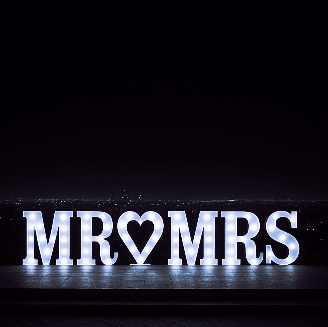 Pack : MR&MRS lettres LEDs RBG de 1m20 couleurs au choix