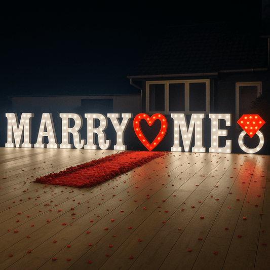 Pack : MARRY ME lettres géantes de 1m20 en LEDs RGB couleurs au choix