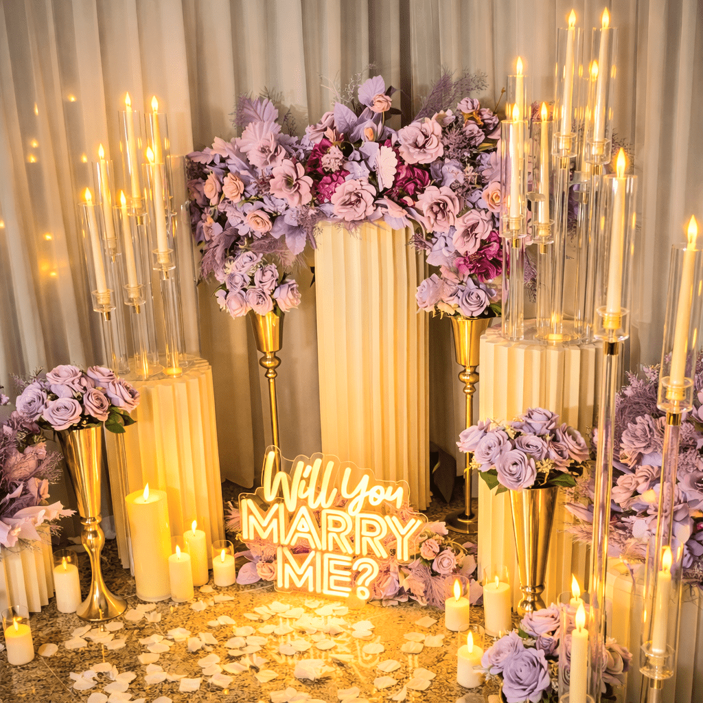 🎼 Harmony : Composition romantique avec colonnes et chandeliers